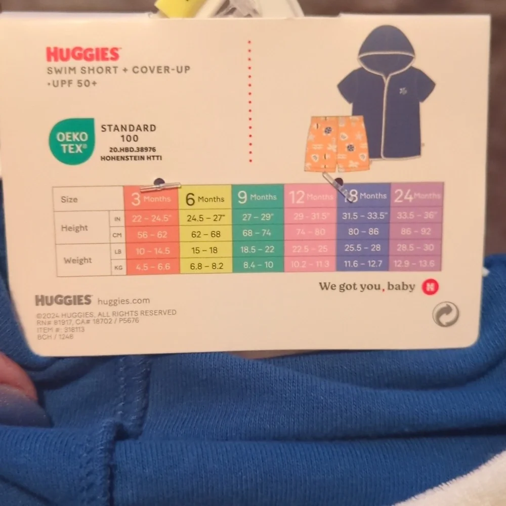 HUGGIES Babywear Hooded Swim Shirt and Shorts Set 6M NWT